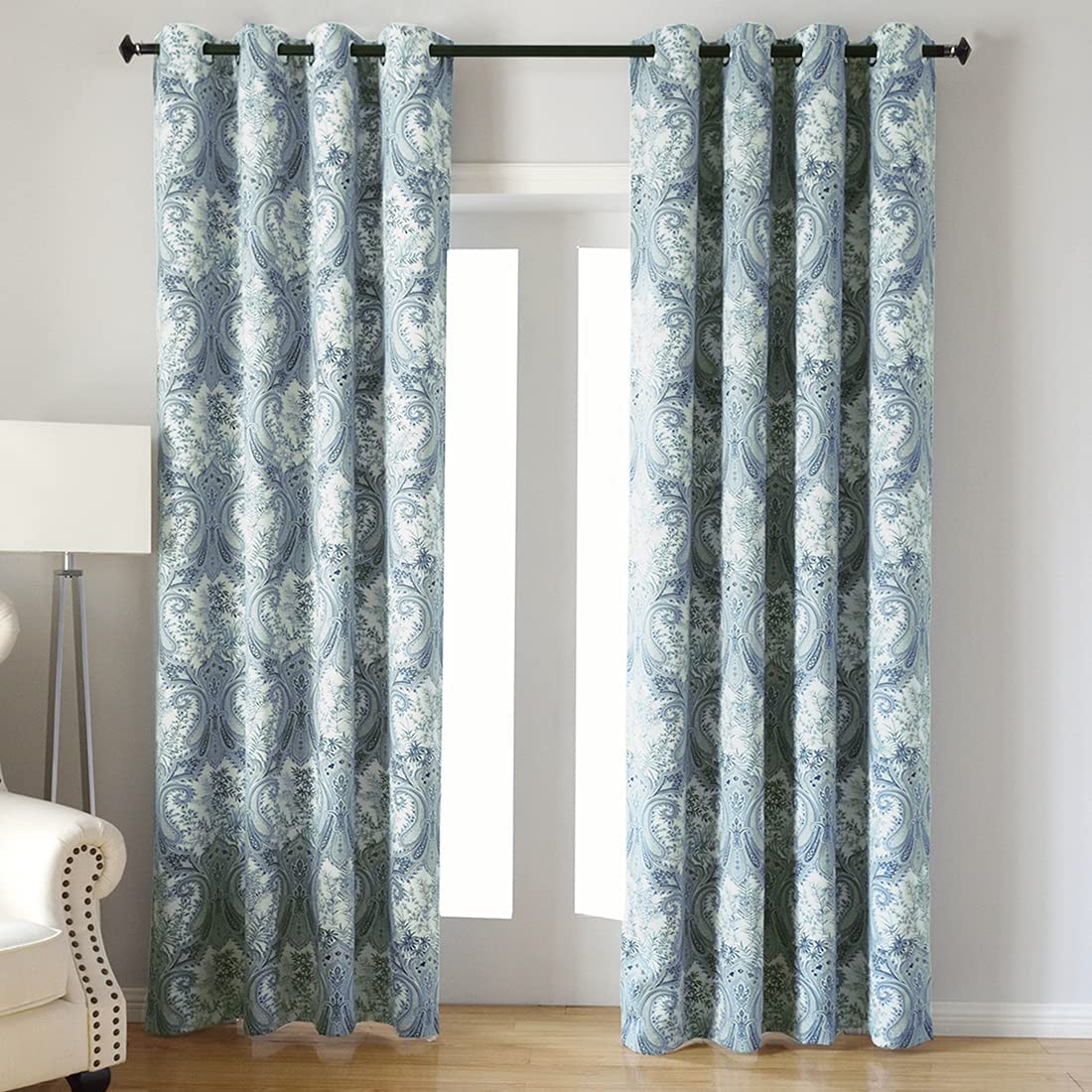 Floral Design Window Drapes Grommet Room Darkening Blackout Curtains - Anna's Linens