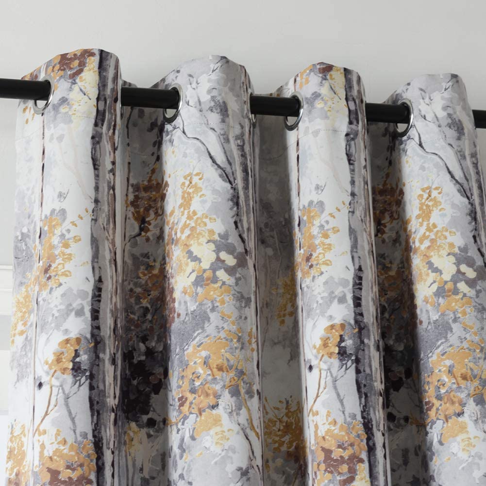 Floral Design Window Drapes Grommet Room Darkening Blackout Curtains - Anna's Linens