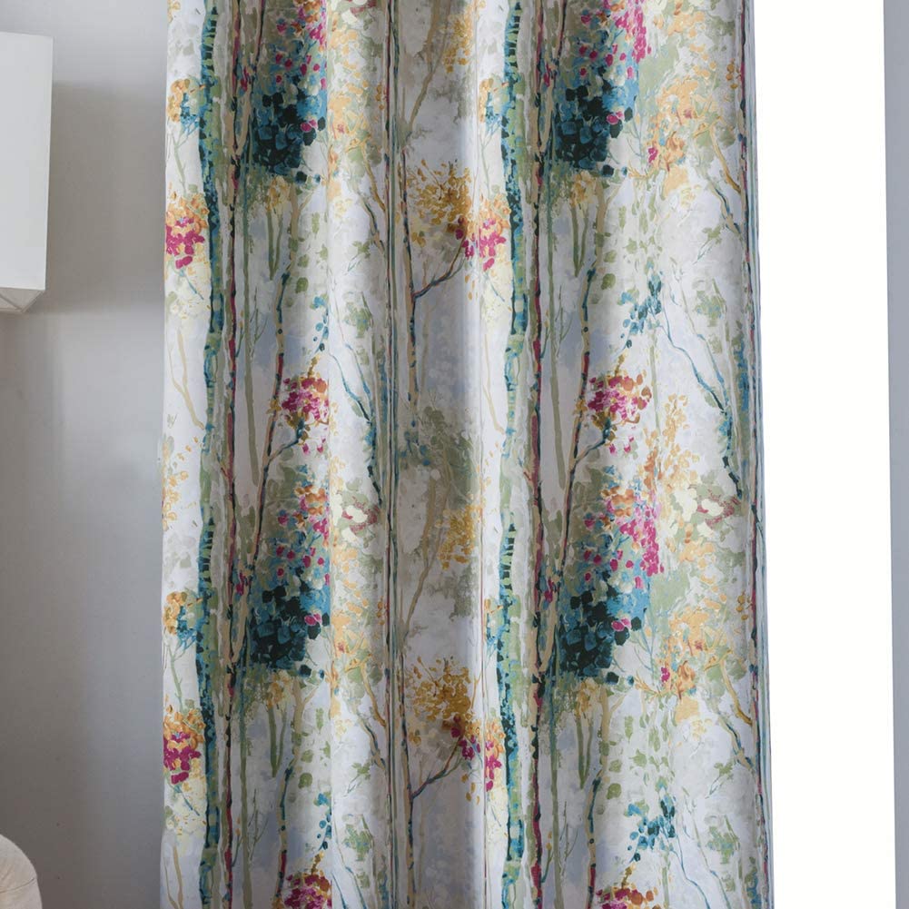 Floral Design Window Drapes Grommet Room Darkening Blackout Curtains - Anna's Linens