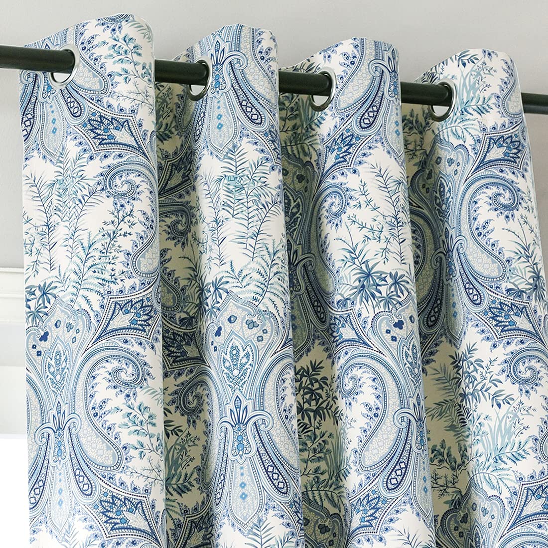 Floral Design Window Drapes Grommet Room Darkening Blackout Curtains - Anna's Linens
