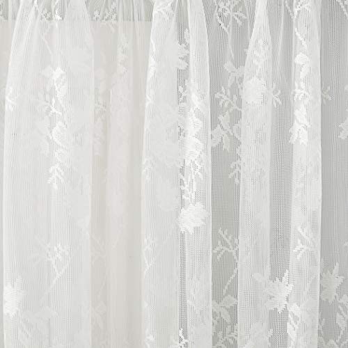 Floral Lace Sheer Rod Pocket Kitchen Curtain Valance and Tiers Set - Anna's Linens
