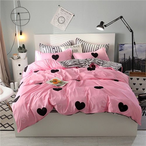 Flower Duvet Cover Bedding Set Peach Daisy Pastoral style Flat Bed Sheet - Anna's Linens