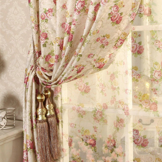 Flower Garden Embroidery Cashmere Bedroom Living Room Curtain - Anna's Linens
