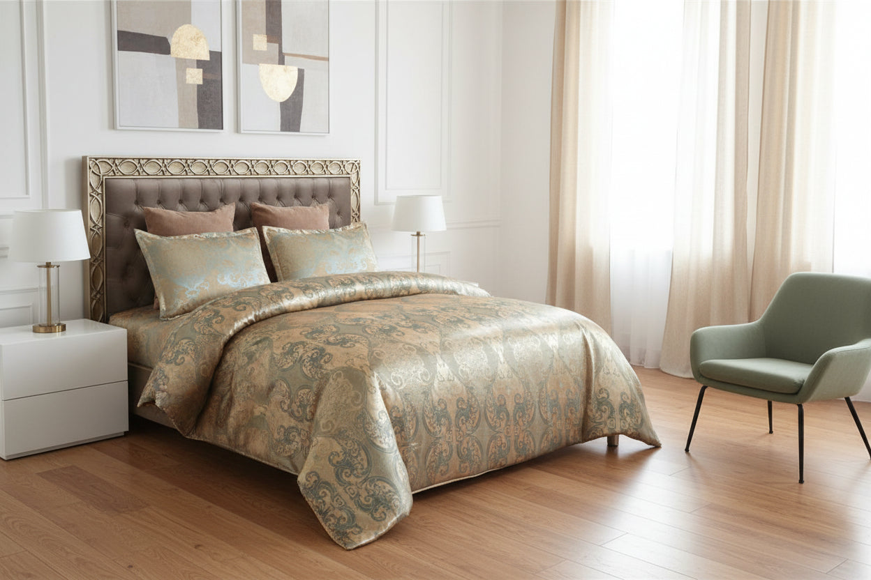 Jacquard Satin Duvet Cover Bedding Set - Anna's Linens