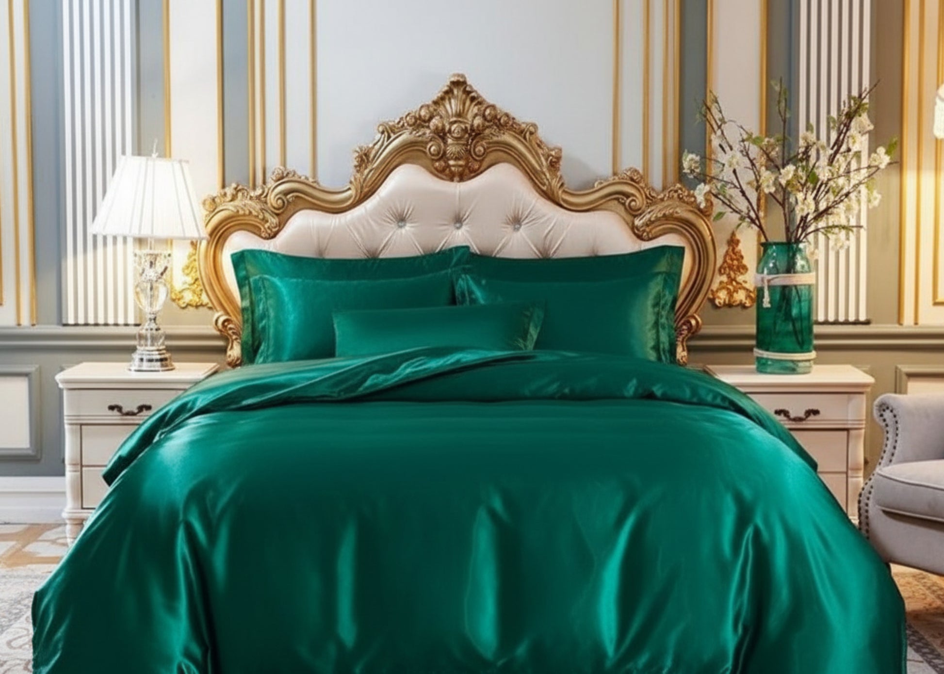 Luxury Satin Silk Duvet Cover 4 Pieces Set - Anna's Linens
