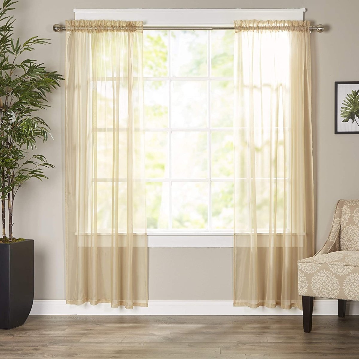 Luxury Sheer Curtains Window Treatment Panels with Rod Pocket for Kitchen Bedroom and Living Room Set of 2 - Anna's Linens