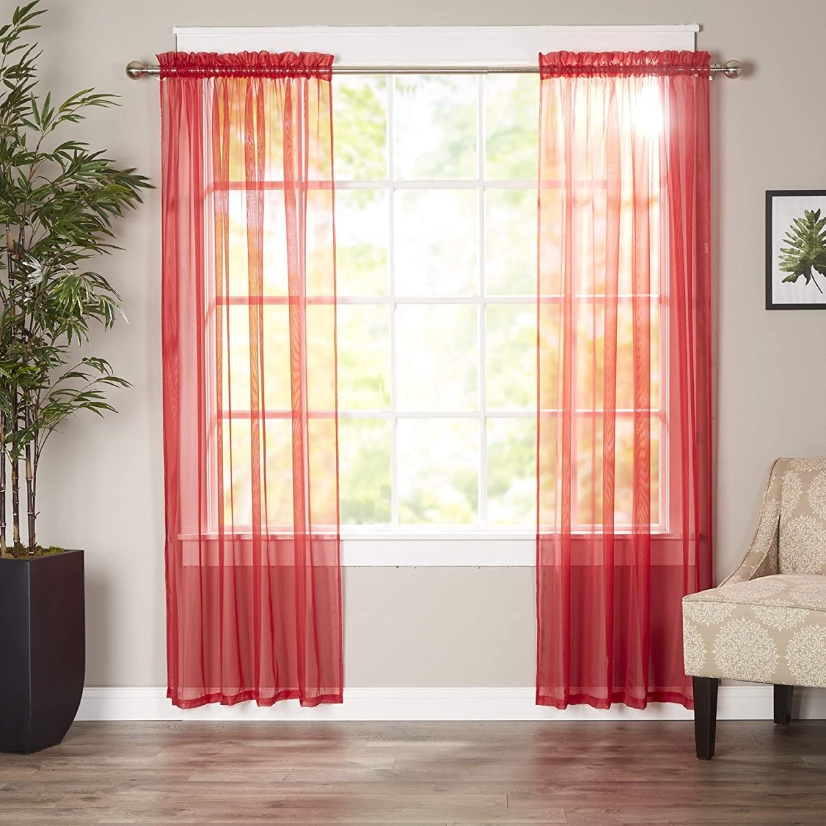 Luxury Sheer Curtains Window Treatment Panels with Rod Pocket for Kitchen Bedroom and Living Room Set of 2 - Anna's Linens