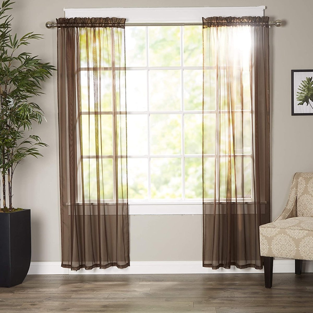 Luxury Sheer Curtains Window Treatment Panels with Rod Pocket for Kitchen Bedroom and Living Room Set of 2 - Anna's Linens