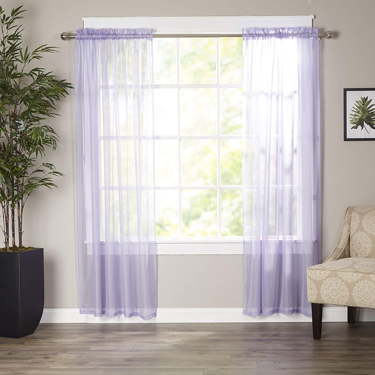 Luxury Sheer Curtains Window Treatment Panels with Rod Pocket for Kitchen Bedroom and Living Room Set of 2 - Anna's Linens