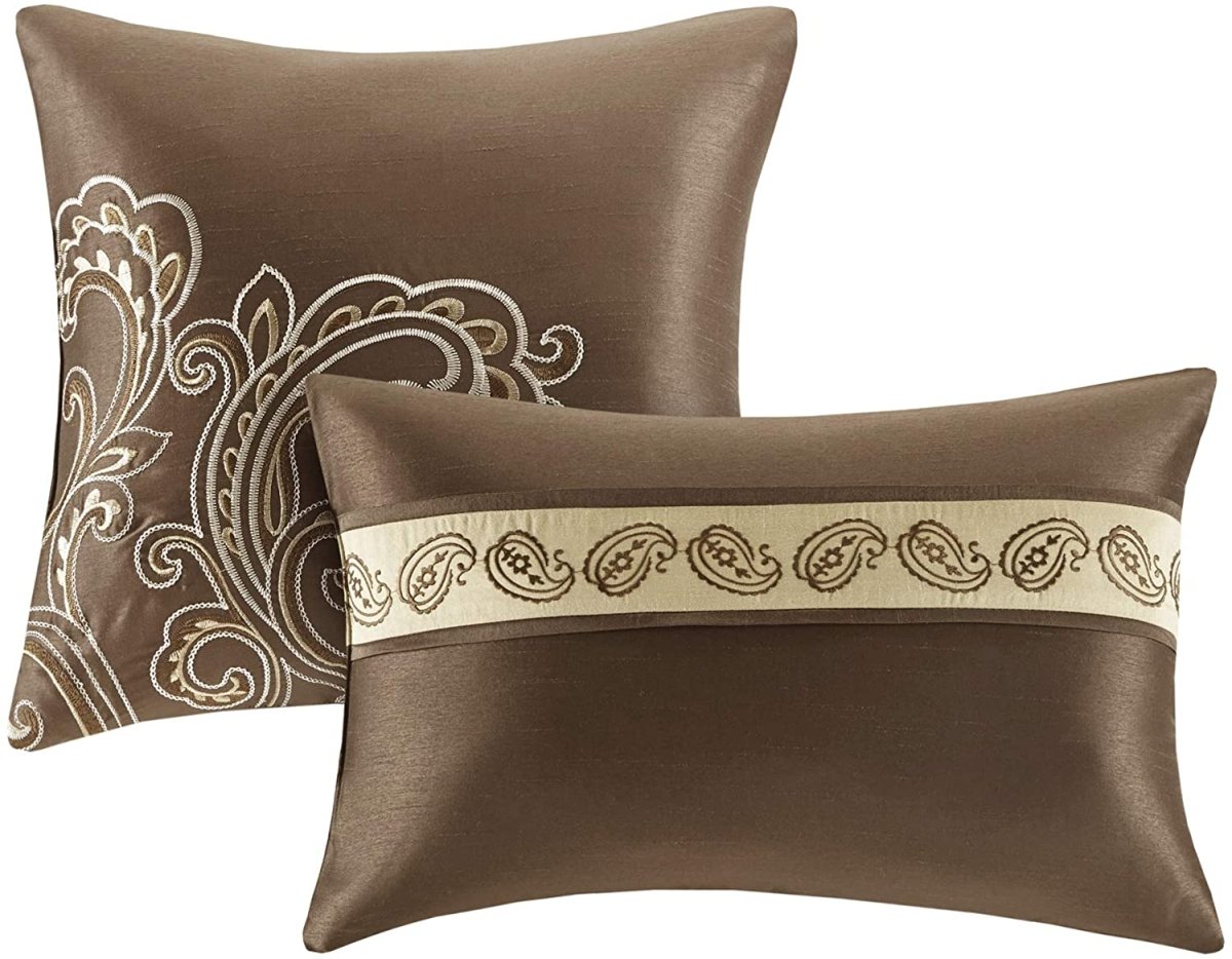 Master Bedroom 24 Piece Room in a Bag Faux Silk Comforter Jacquard Paisley Design Matching Curtains - Anna's Linens