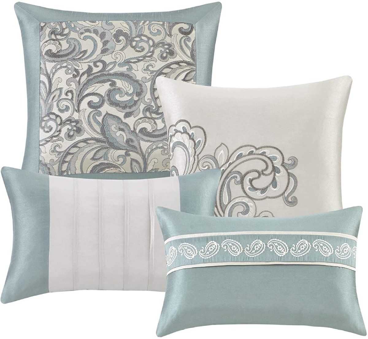 Master Bedroom 24 Piece Room in a Bag Faux Silk Comforter Jacquard Paisley Design Matching Curtains - Anna's Linens