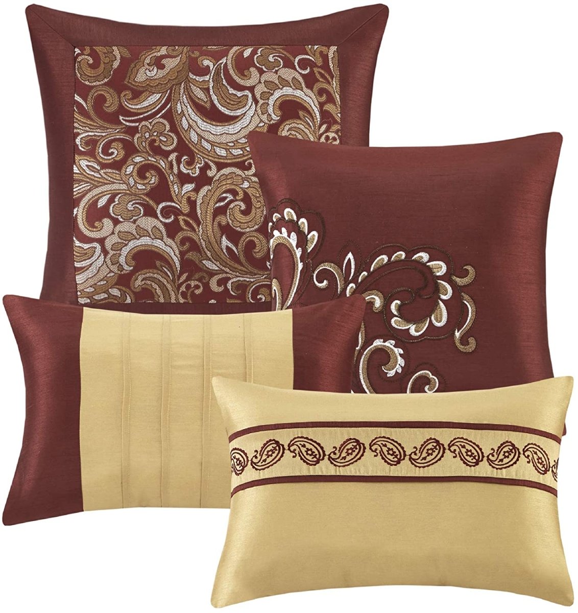 Master Bedroom 24 Piece Room in a Bag Faux Silk Comforter Jacquard Paisley Design Matching Curtains - Anna's Linens