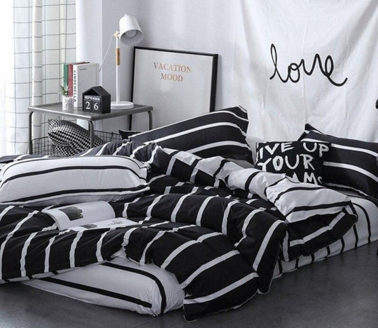 Monochromatic Stripes Duvet Cover Bedding Set - Anna's Linens