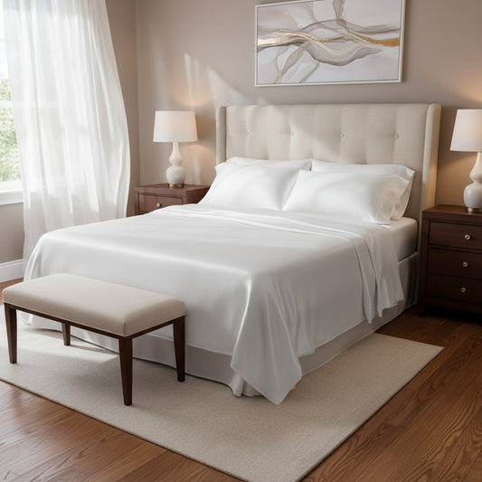 Mulberry Silk Fitted Sheet Pillowcases Set - Anna's Linens