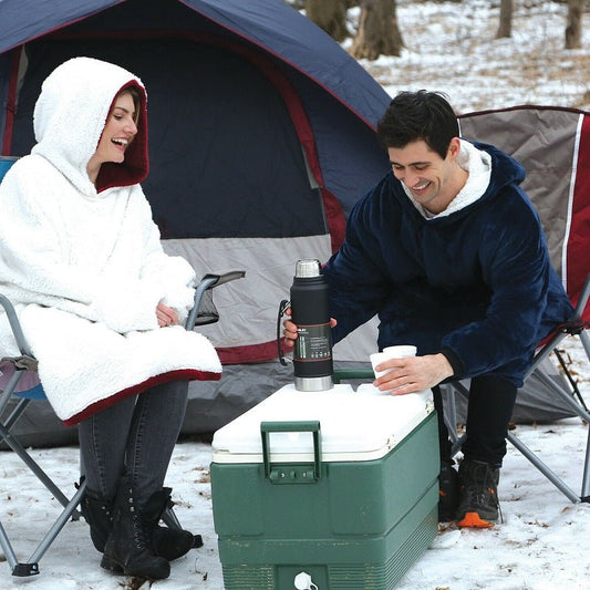 Outdoor Hooded Pocket Blanket Warm Soft Fleece With Sleeves - Anna's Linens