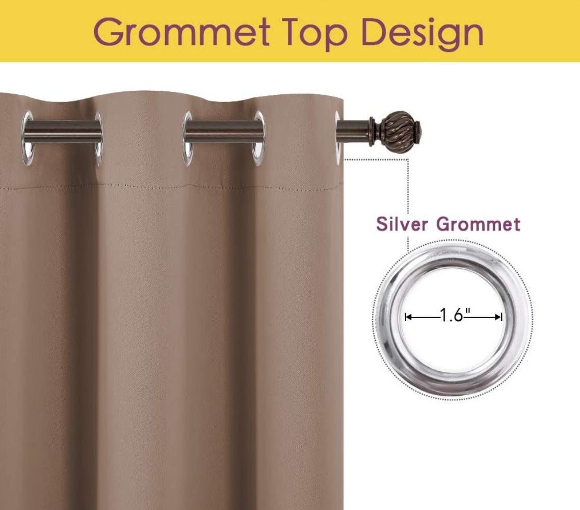 Set of 2 Blackout Window Curtains Kitchen Window Treatment Thermal Insulated Grommet Blackout Drapery Panels - Anna's Linens