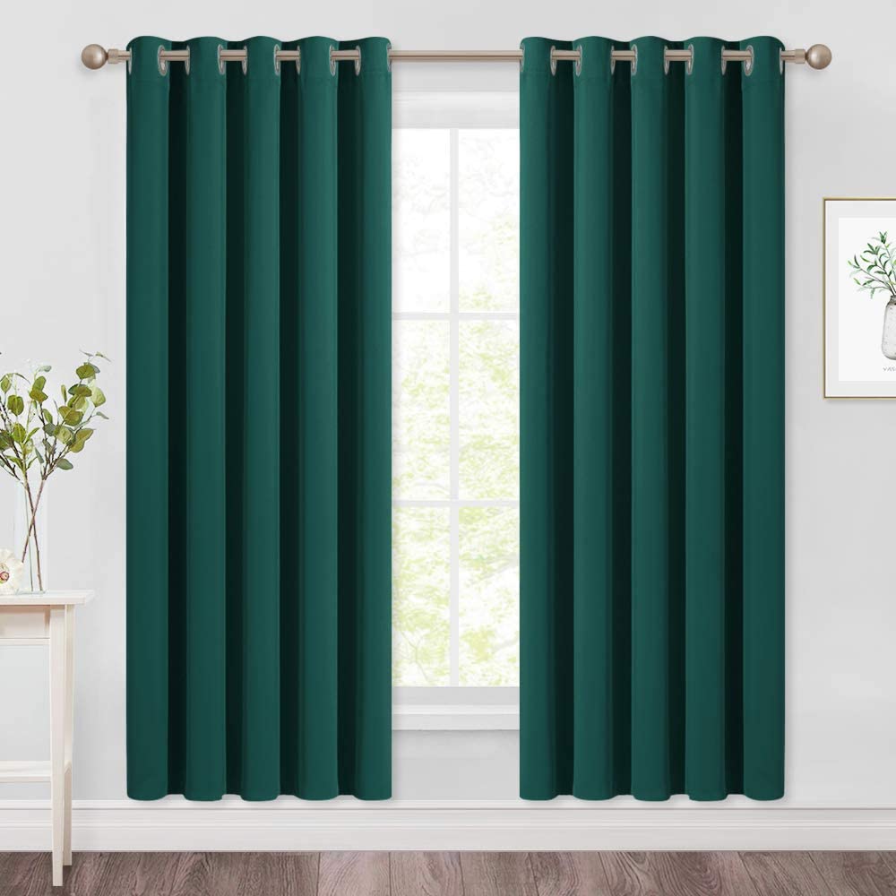 Set of 2 Blackout Window Curtains Kitchen Window Treatment Thermal Insulated Grommet Blackout Drapery Panels - Anna's Linens