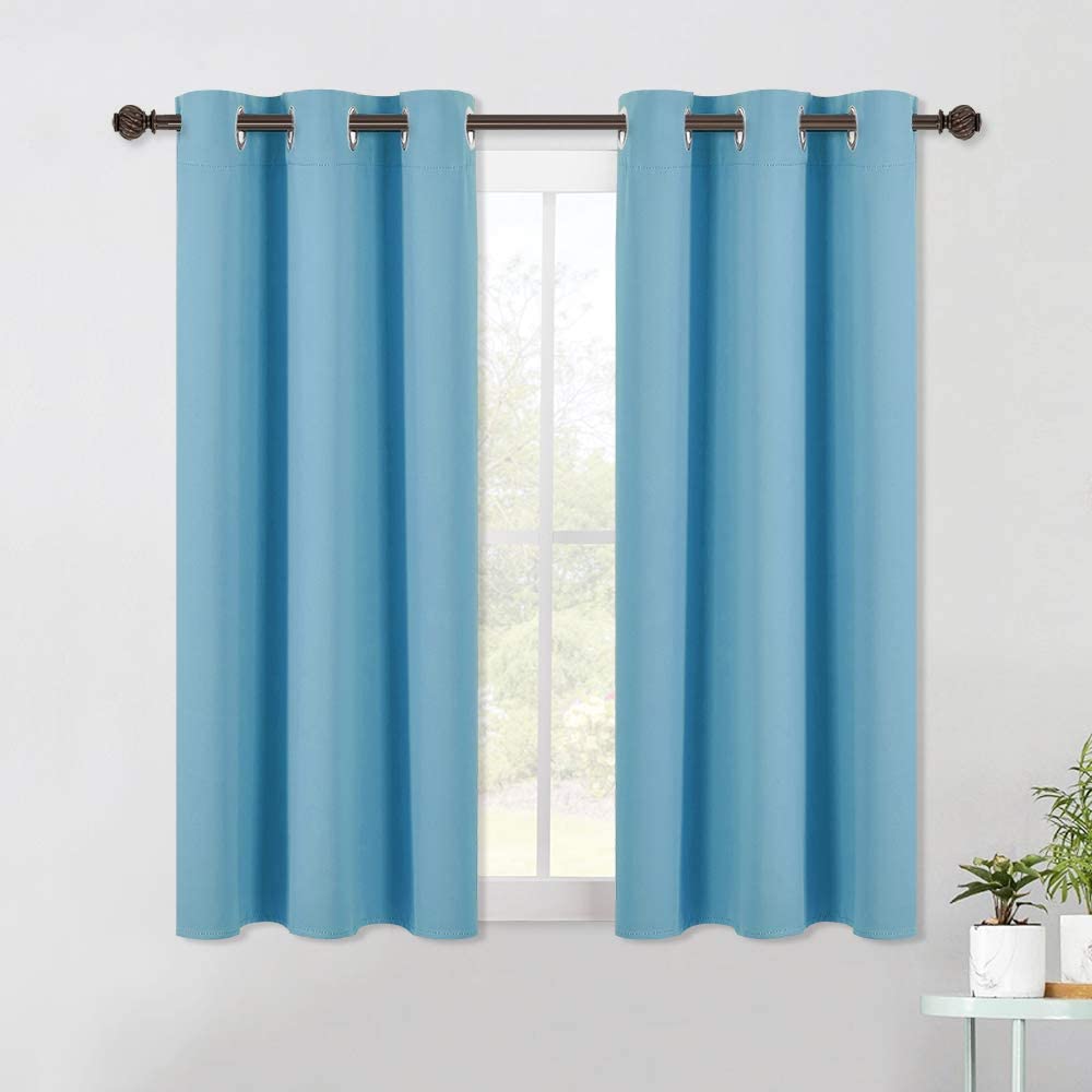 Set of 2 Blackout Window Curtains Kitchen Window Treatment Thermal Insulated Grommet Blackout Drapery Panels - Anna's Linens