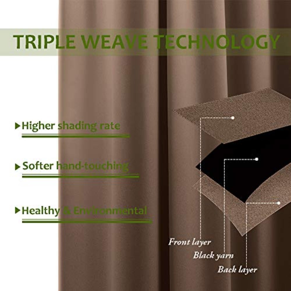 Set of 2 Blackout Window Curtains Kitchen Window Treatment Thermal Insulated Grommet Blackout Drapery Panels - Anna's Linens