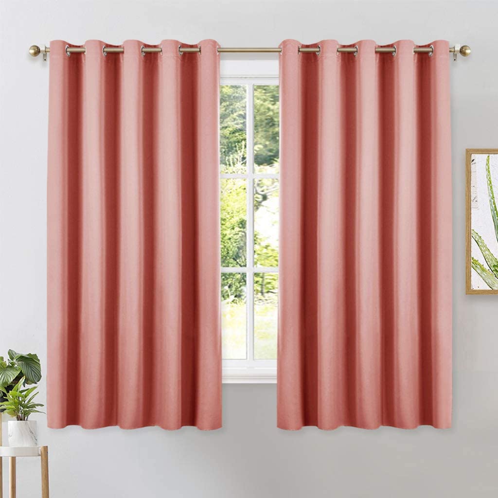 Set of 2 Blackout Window Curtains Kitchen Window Treatment Thermal Insulated Grommet Blackout Drapery Panels - Anna's Linens