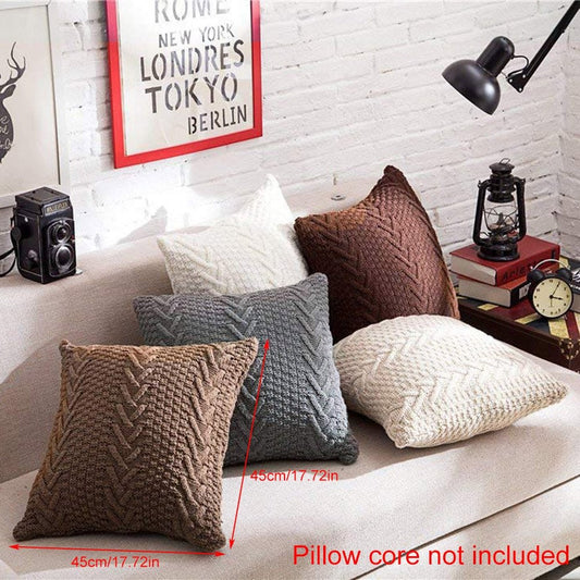 Set of 2. V shaped Wool Knit Pillowcase Cushion Cover - Anna's Linens