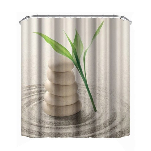 Shower Curtain Waterproof Polyester 3D Bamboo 71" x 71" - Anna's Linens
