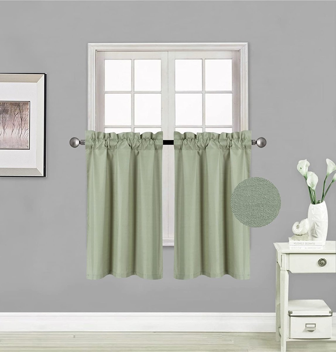 Small Window Treatment Short Curtain Insulated Blackout Drapes Tiers 2 Panels Set - Anna's Linens