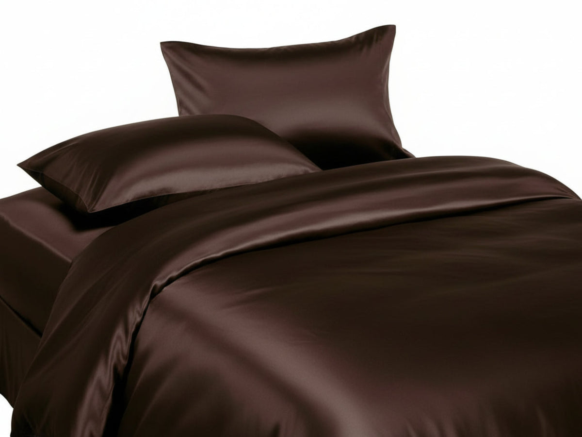 Soft Silky Satin Solid Color Deep Pocket Sheet Set - Anna's Linens