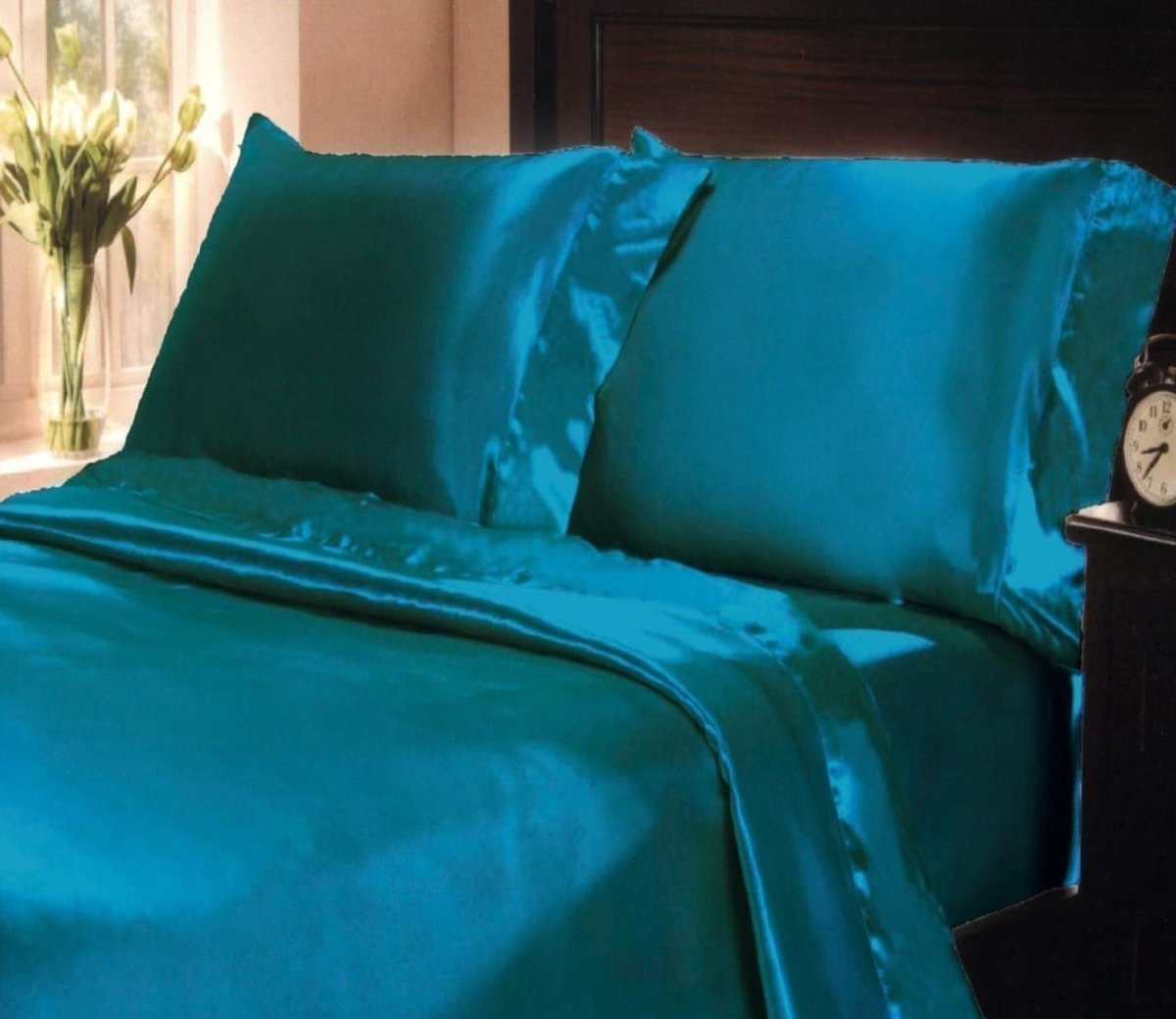 Soft Silky Satin Solid Color Deep Pocket Sheet Set - Anna's Linens