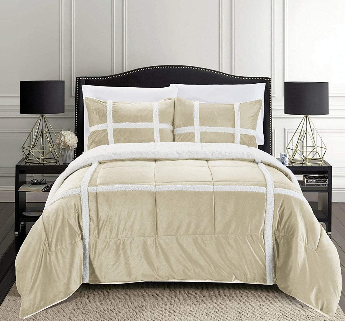 Softest Coziest Sherpa Premium Quality Down Alternative Micro - Suede 3 pcs Reversible Comforter Set - Anna's Linens