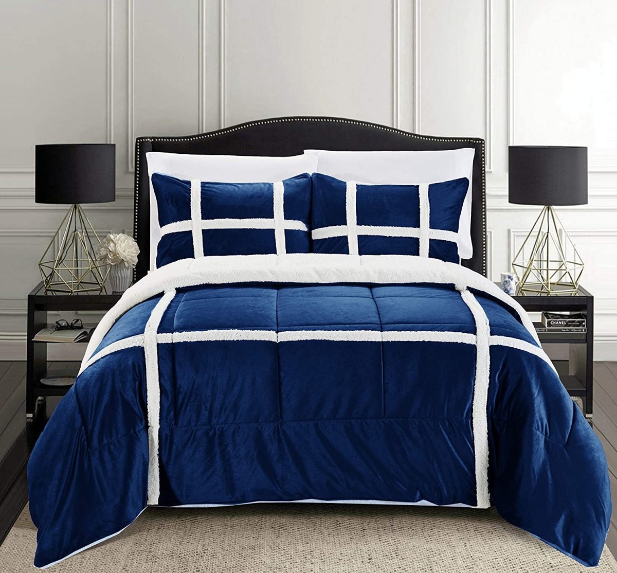 Softest Coziest Sherpa Premium Quality Down Alternative Micro - Suede 3 pcs Reversible Comforter Set - Anna's Linens