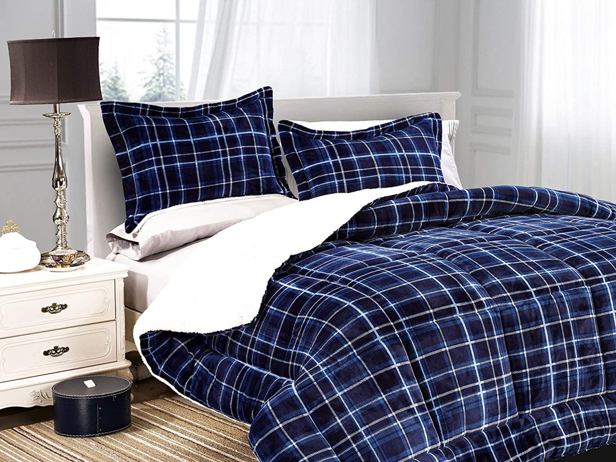 Softest Coziest Sherpa Premium Quality Down Alternative Micro - Suede 3 pcs Reversible Comforter Set - Anna's Linens
