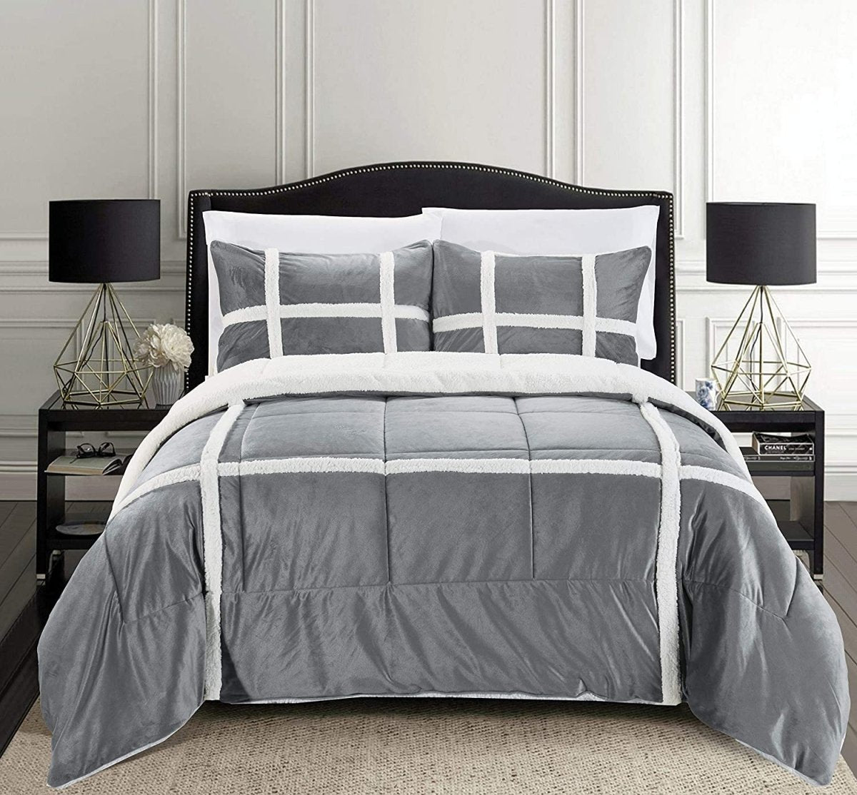 Softest Coziest Sherpa Premium Quality Down Alternative Micro - Suede 3 pcs Reversible Comforter Set - Anna's Linens