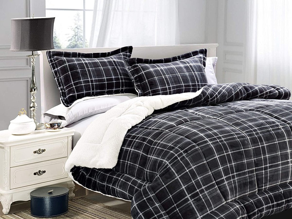 Softest Coziest Sherpa Premium Quality Down Alternative Micro - Suede 3 pcs Reversible Comforter Set - Anna's Linens
