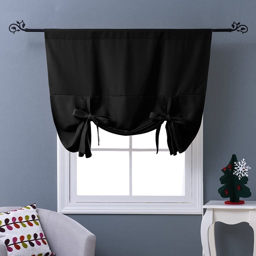 Thermal Insulated Blackout Curtain Tie Up Shade Small Window Valance Balloon Blind - Anna's Linens