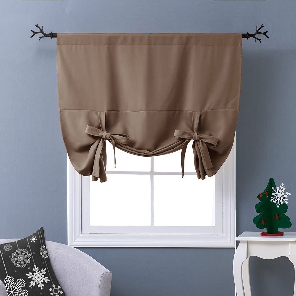 Thermal Insulated Blackout Curtain Tie Up Shade Small Window Valance Balloon Blind - Anna's Linens