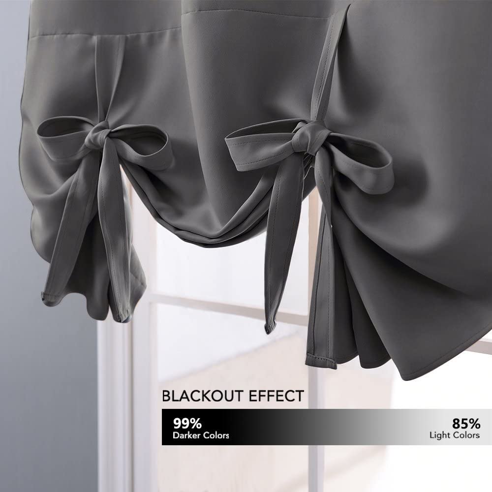 Thermal Insulated Blackout Curtain Tie Up Shade Small Window Valance Balloon Blind - Anna's Linens