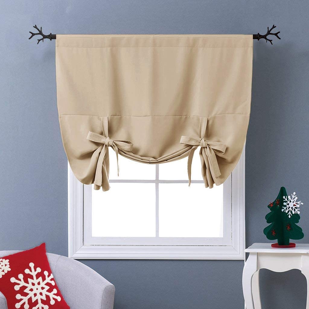 Thermal Insulated Blackout Curtain Tie Up Shade Small Window Valance Balloon Blind - Anna's Linens
