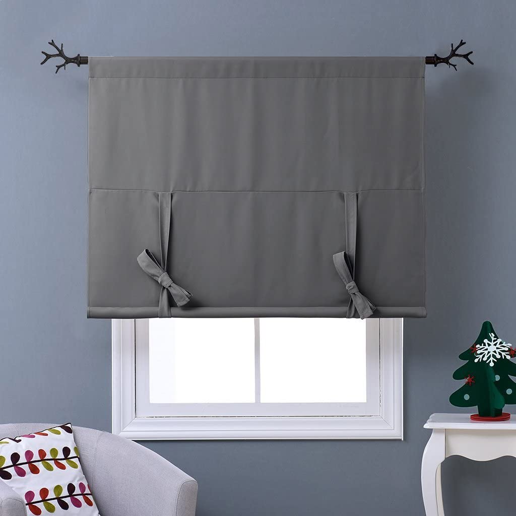Thermal Insulated Blackout Curtain Tie Up Shade Small Window Valance Balloon Blind - Anna's Linens
