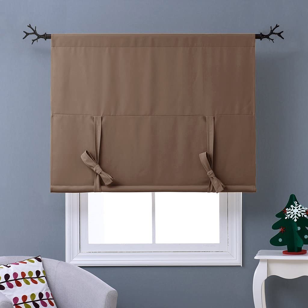 Thermal Insulated Blackout Curtain Tie Up Shade Small Window Valance Balloon Blind - Anna's Linens
