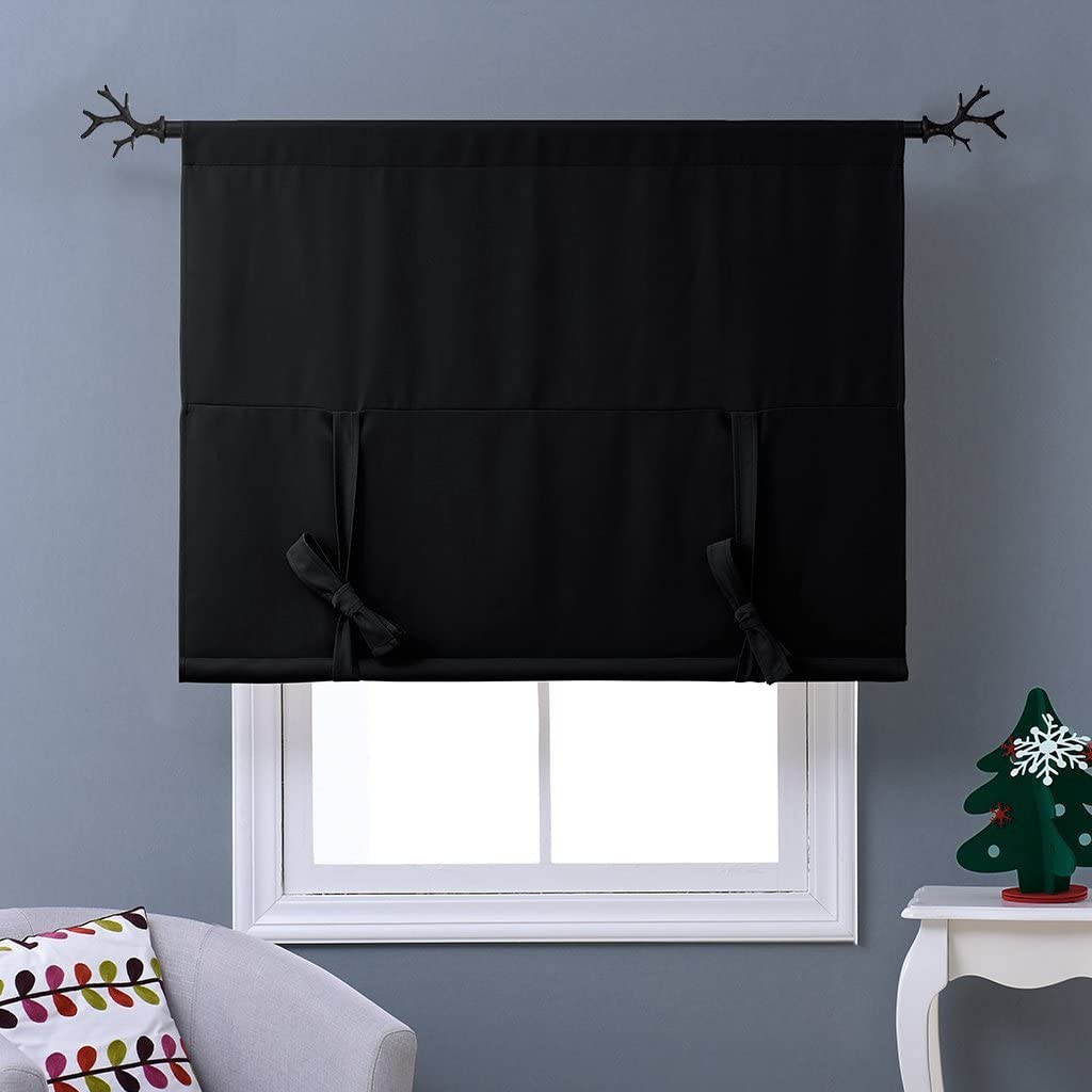 Thermal Insulated Blackout Curtain Tie Up Shade Small Window Valance Balloon Blind - Anna's Linens