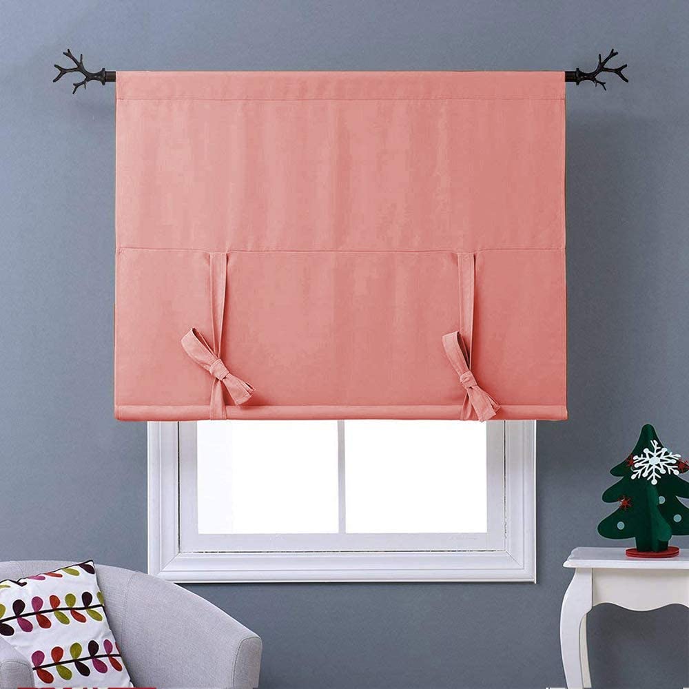 Thermal Insulated Blackout Curtain Tie Up Shade Small Window Valance Balloon Blind - Anna's Linens