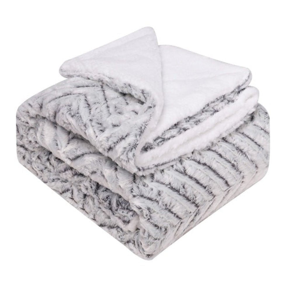 Thickened Double Layer Down Long Plush Tie dyed Brushed Fleece Blanket - Anna's Linens