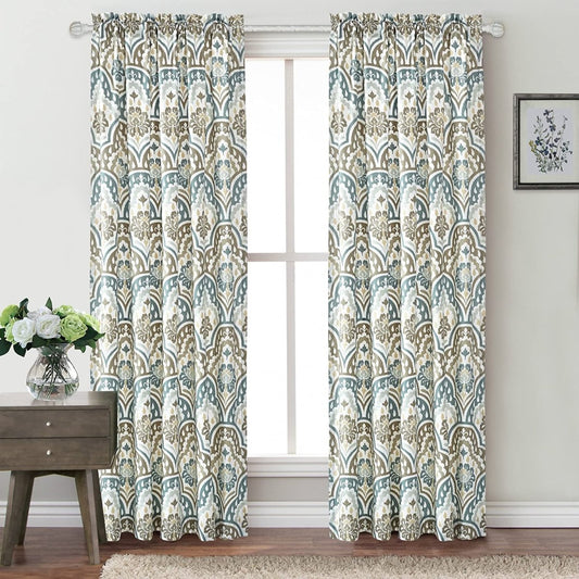 Tivoli Ikat Design Curtain Teal - Aqua 2 panels Set - Anna's Linens