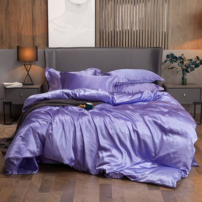 Bedding Set Solid Color Luxury Bedding Kit Rayon Satin Duvet Cover Set Twin Queen King Size Bed Set 2pcs/3pcs/4pcs - Bedding Set - Anna's Linens Store