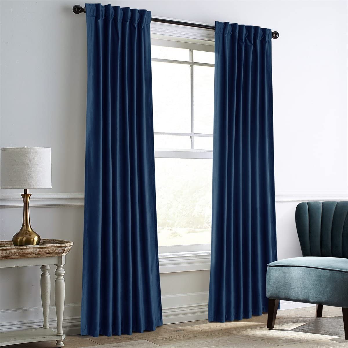 Velvet Room Darkening Thermal Insulated Rod Pocket Back Tab Window Curtains 2 Panels Set - Anna's Linens
