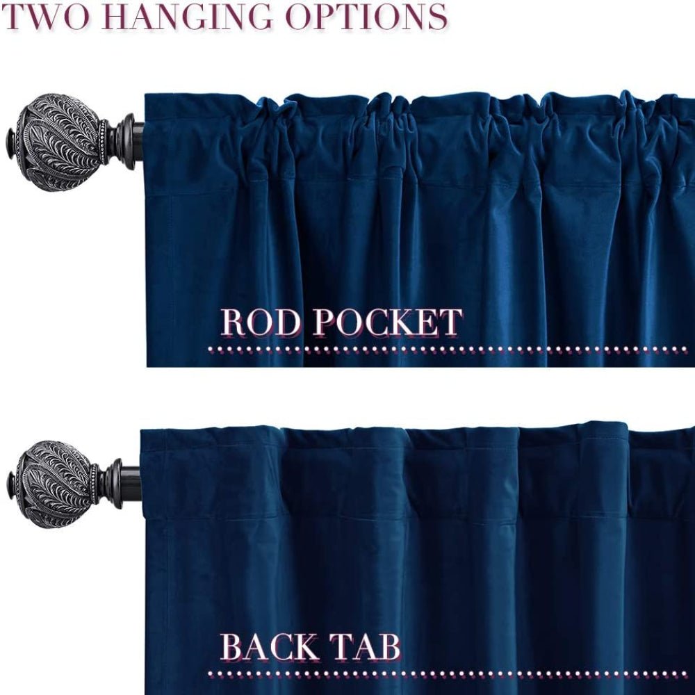 Velvet Room Darkening Thermal Insulated Rod Pocket Back Tab Window Curtains 2 Panels Set - Anna's Linens