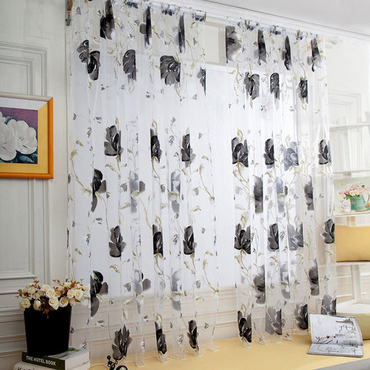 Vines Leaves Tulle Curtain Sheer Valance - Anna's Linens