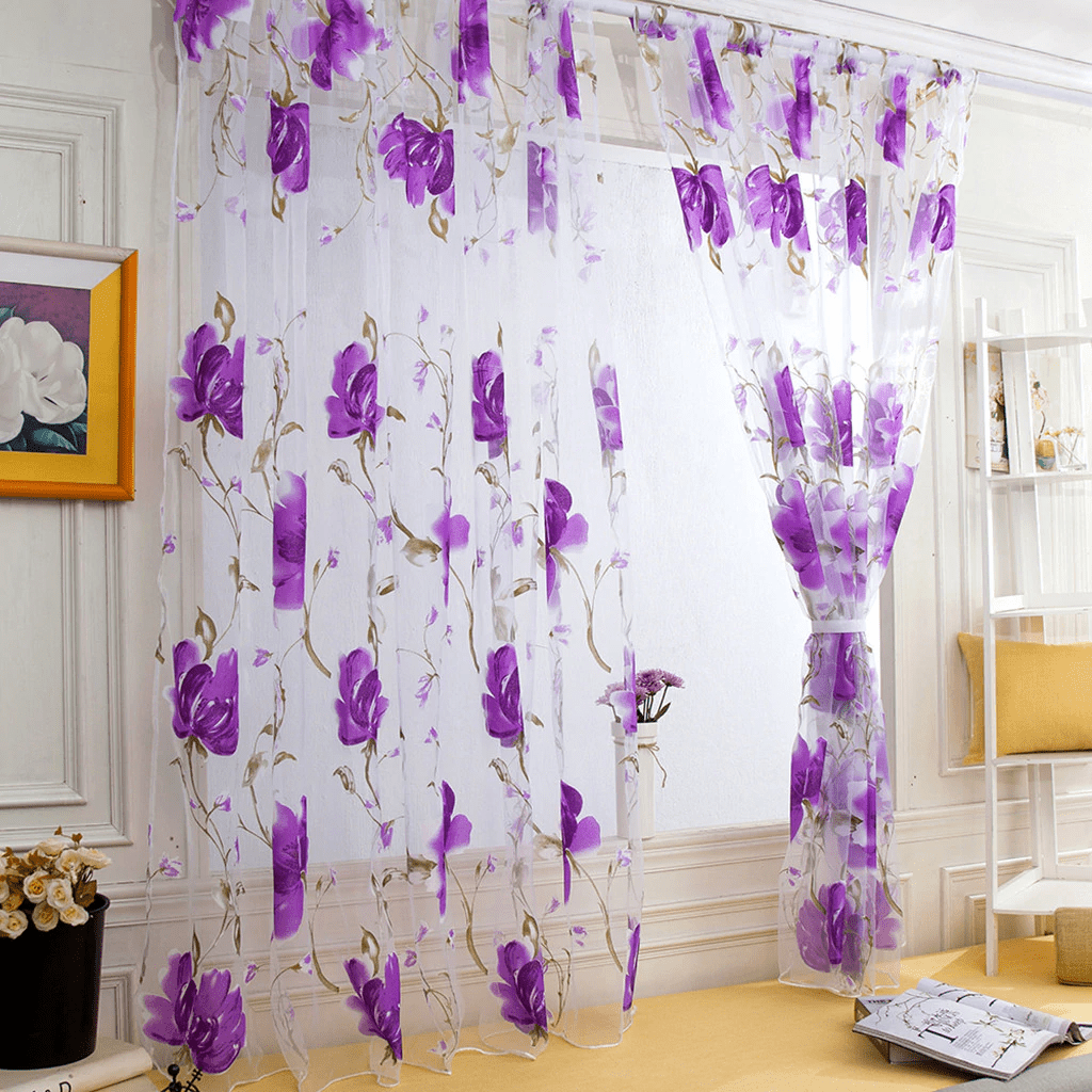 Vines Leaves Tulle Curtain Sheer Valance - Anna's Linens