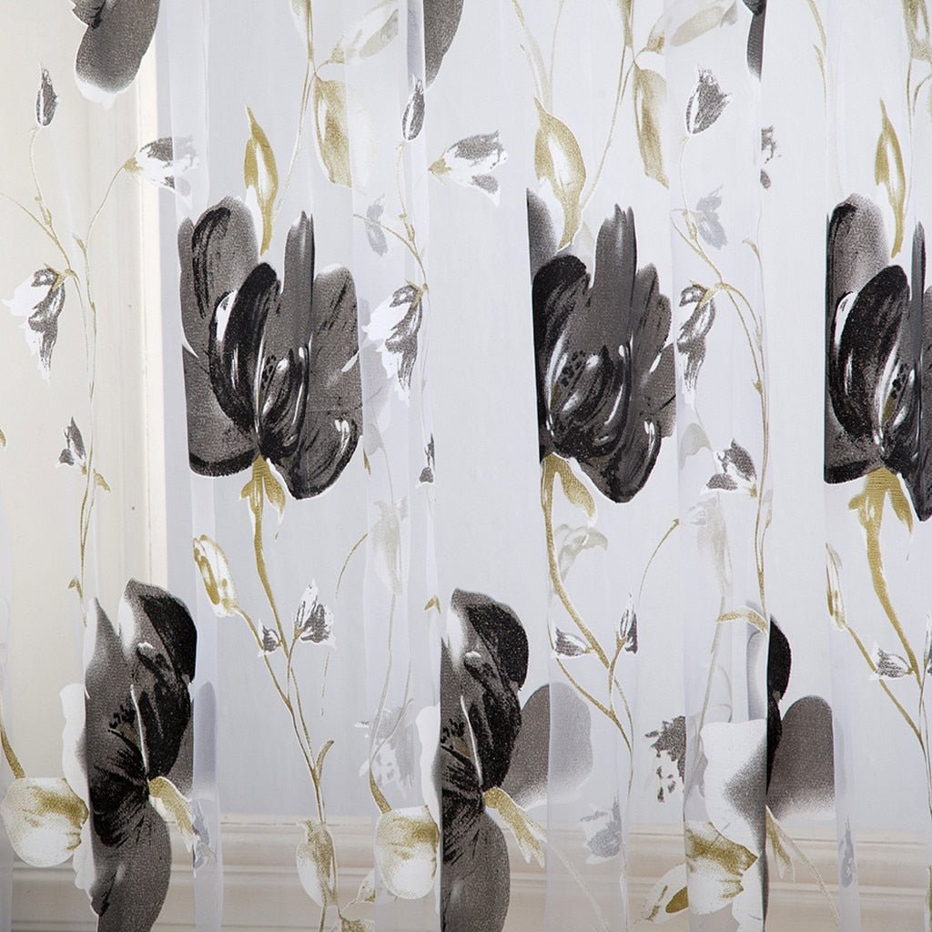Vines Leaves Tulle Curtain Sheer Valance - Anna's Linens